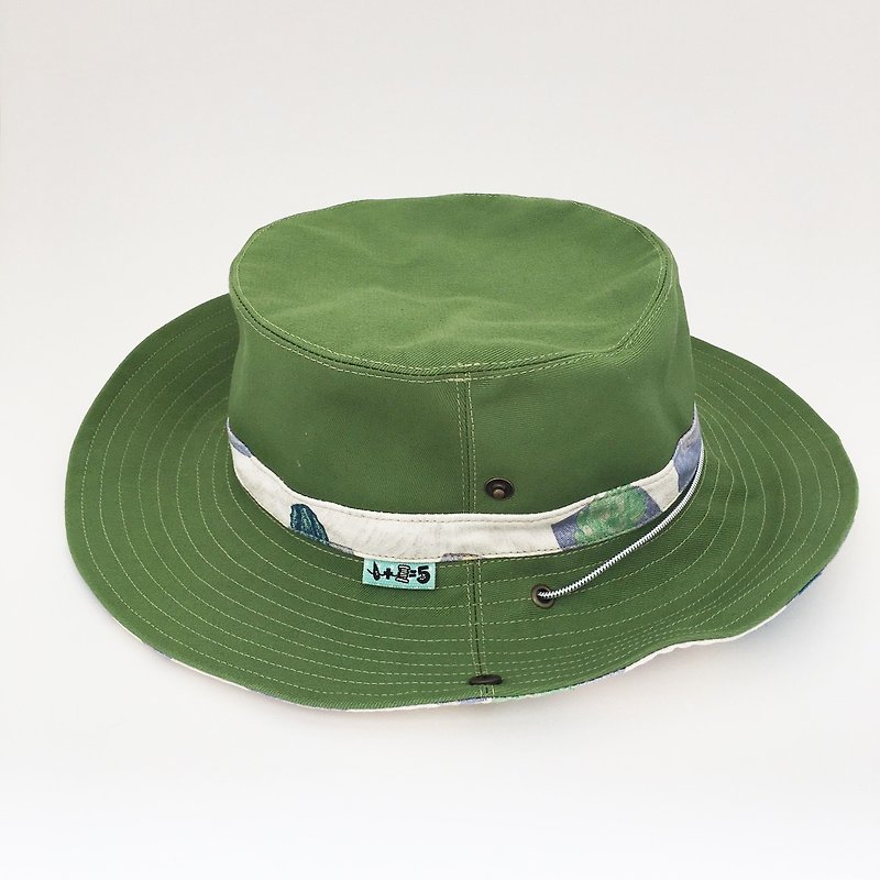 *Psychedelic cactus gray shade hat / cowboy hat* - หมวก - ผ้าฝ้าย/ผ้าลินิน สีเขียว
