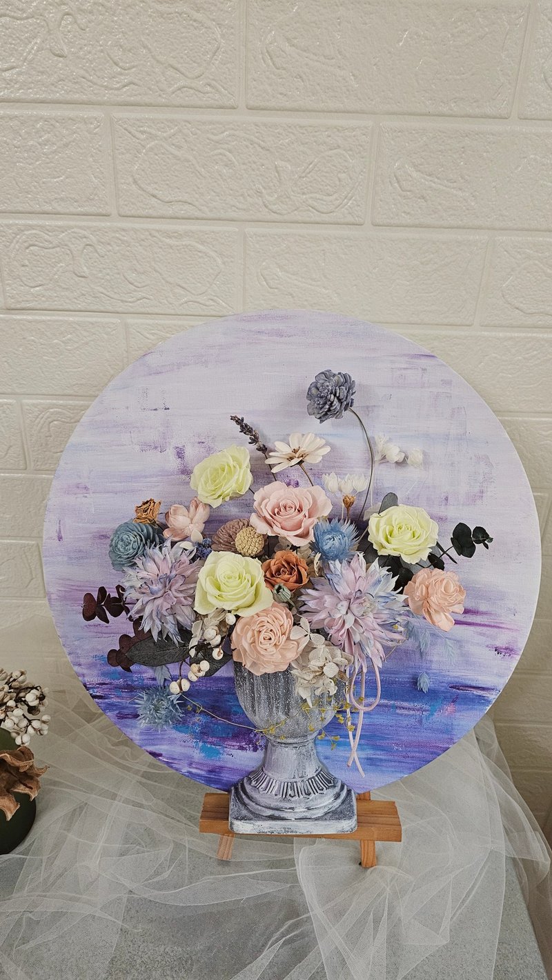 韓式永生板畫  永生無框畫 永生畫布 畫布花 花板 新居 退休 - 相框/畫框 - 植物．花 粉紅色