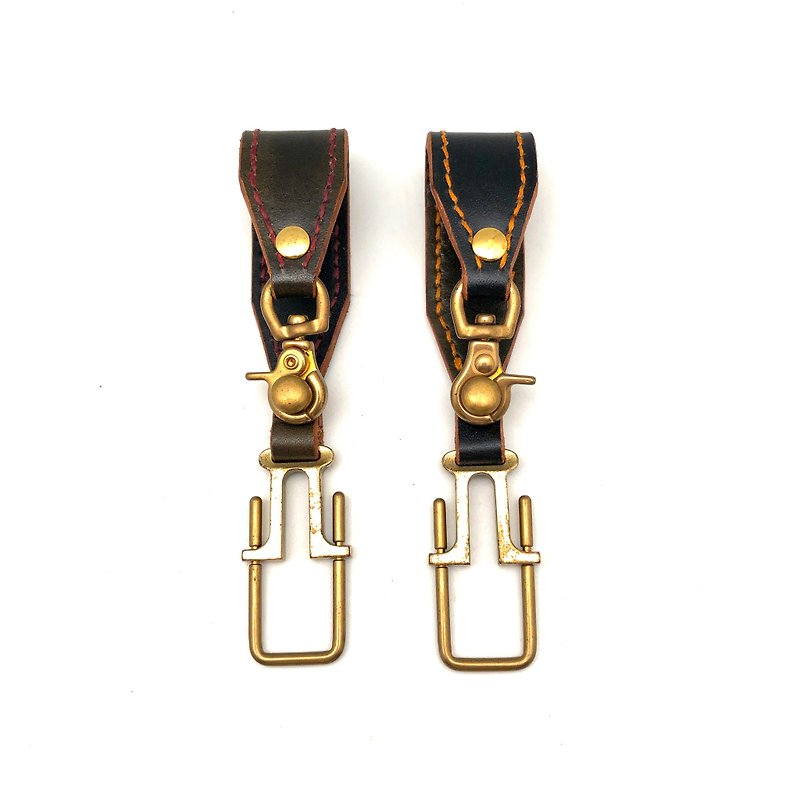[Key ring] Old vegetable tanned belt ring key ring/ Italian vegetable tanned leather/ Japanese patent buckle/ - ที่ห้อยกุญแจ - หนังแท้ 