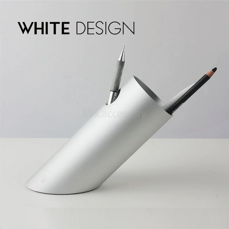 WHITE DESIGN 筆筒 客製化 筆筒收納 金屬筆筒 桌面收納 禮物 - 筆筒/筆座 - 鋁合金 銀色