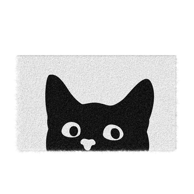 偷看小黑貓刮泥地墊 - 地墊/地毯 - 聚酯纖維 白色