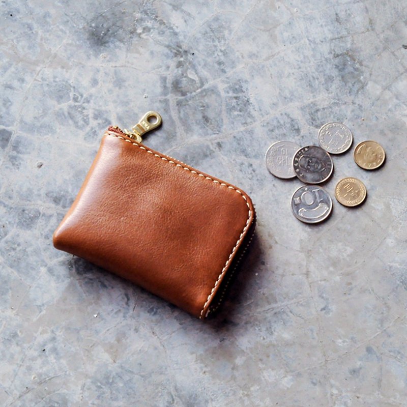Card Holder Coin Purse | Handmade Leather Goods | Customized Gifts | - Coin Purses - Genuine Leather Brown