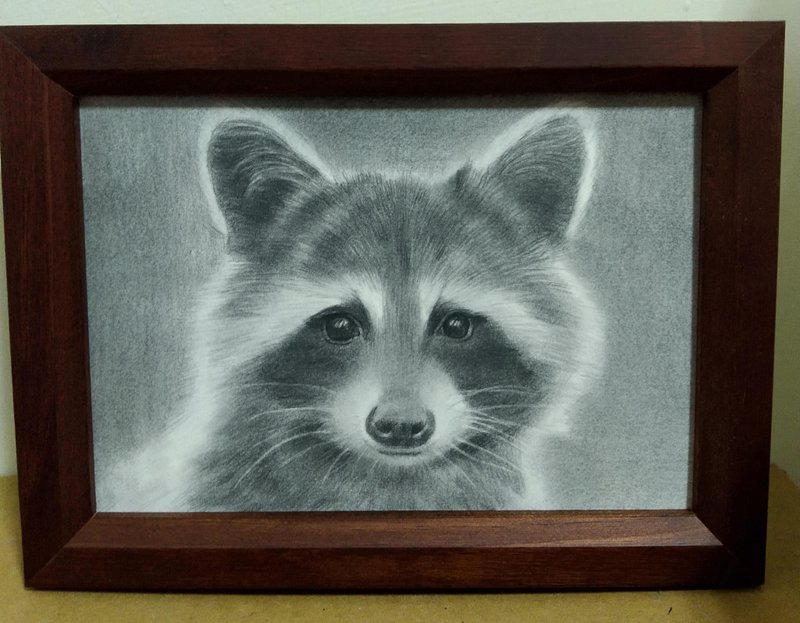 Decoration/ Raccoon/ Pencil Drawing/ Original/ Framed - Posters - Paper 