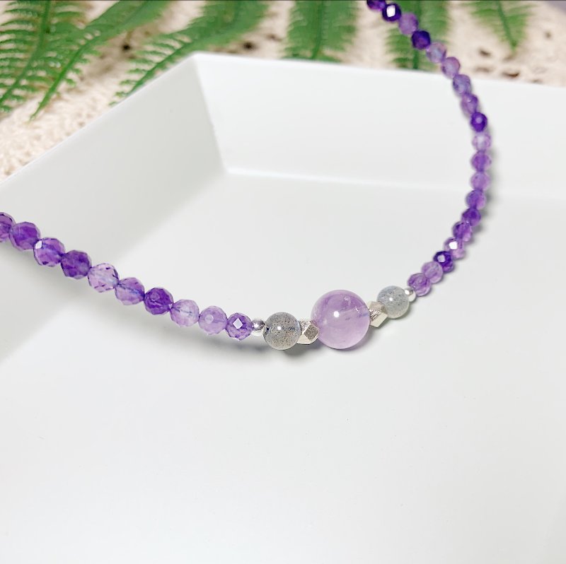 MH sterling silver natural stone custom series _ amethyst kiss _ amethyst - Bracelets - Crystal Purple