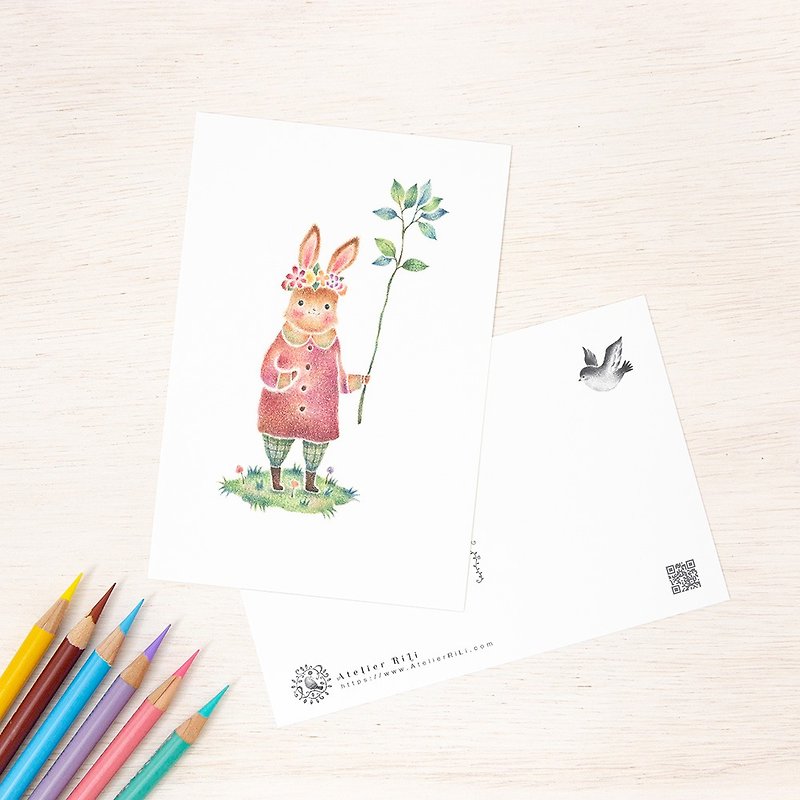 Set of 5 pieces. Like a picture book. Postcard "Rabbit Saroni" PC-238 - Cards & Postcards - Paper Pink