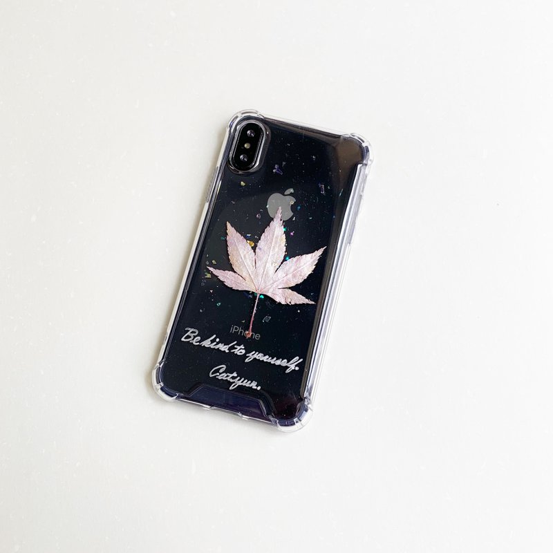 手寫句子 楓葉押花手機殼 畢業季 - 手機殼/手機套 - 植物．花 銀色
