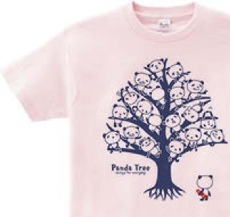 Panda Tree Single-sided WM-WL•S-XL T-shirt [Made to order] - เสื้อฮู้ด - ผ้าฝ้าย/ผ้าลินิน สึชมพู