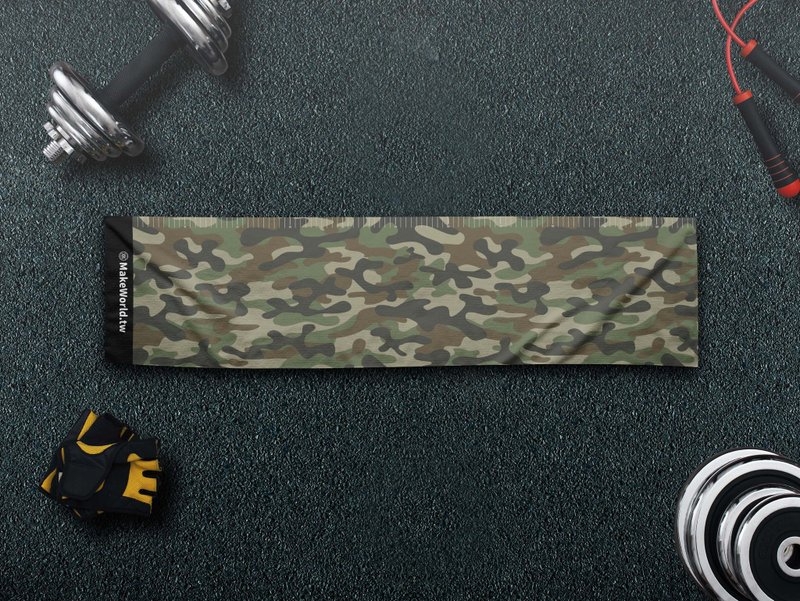 Make World Map Manufacturing Small Ruler Sports Towel (Camouflage Green) - ผ้าขนหนู - เส้นใยสังเคราะห์ 