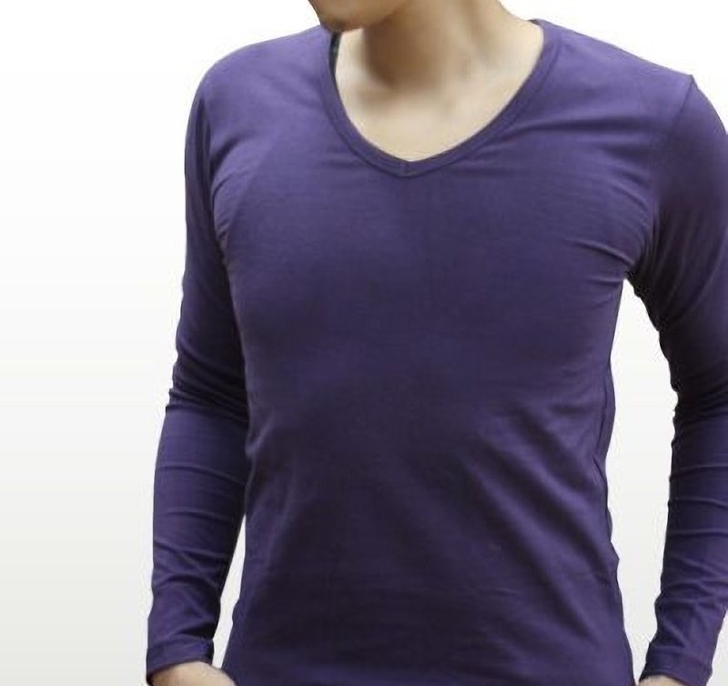 Starbugs SlimFit Fashion V-Neck Warm Jacket Made in Taiwan-Purple - ชุดชั้นในผู้ชาย - ผ้าฝ้าย/ผ้าลินิน สีม่วง