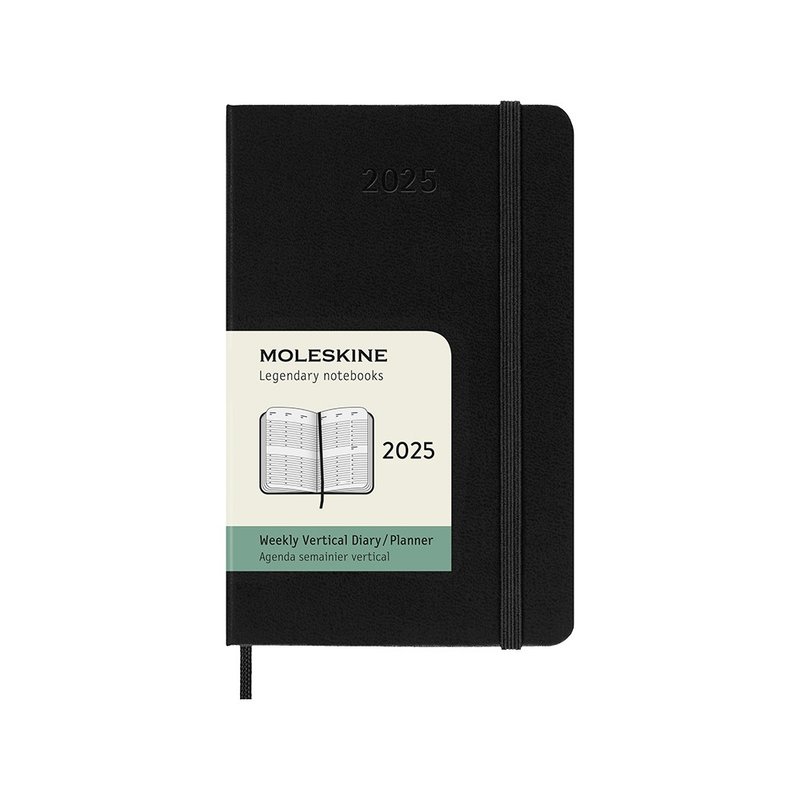 MOLESKINE 2025 Straight Weekly Diary 12M Hard Case-Pocket Black Hot Stamping Service - Notebooks & Journals - Paper Black