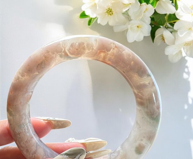 天然 桜瑪瑙バングル 56mm