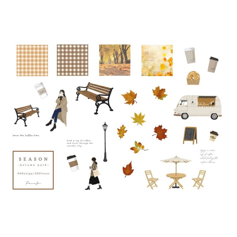 【SEASON】-Autumn Park- スクラップブッキング用イラスト集　コラージュ素材　デザインペーパー - 其他數位商品 - 其他材質 