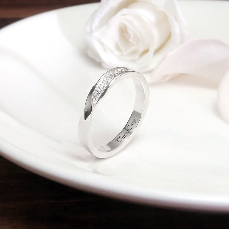 [Customized Gift] Mobius Women's Ring Couple Style Engraved Customized Sterling Silver Ring Name Ring - แหวนคู่ - เงินแท้ สีเงิน