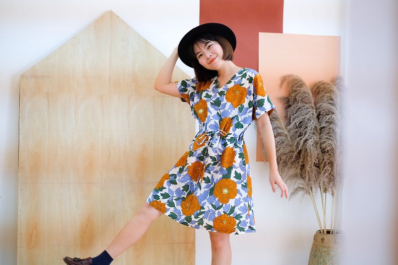 Mamiya Dress : summer orange - One Piece Dresses - Cotton & Hemp Orange