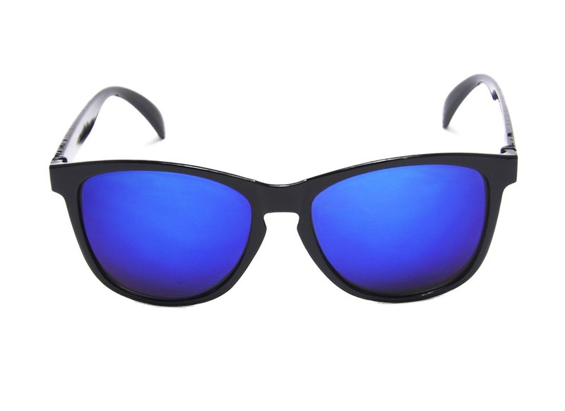 (Defective Product Discount) 2is BradP Sunglasses│Black Frame│Blue Mirror Lens - Sunglasses - Plastic Blue