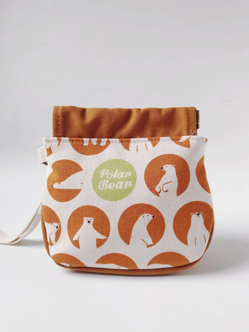 New Year's Gift Choice / Free Gift Wrapping / Small Item Organizer / Clasp Coin Purse / Polar Bear Powder / Brown - กระเป๋าใส่เหรียญ - ผ้าฝ้าย/ผ้าลินิน 