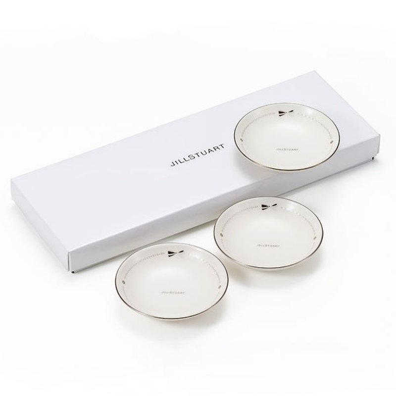 [NARUMI Japan Narumi Bone China] JILL STUART Elegant Celebration Ceramics (9cm) Dessert Trays 3 pieces - Plates & Trays - Pottery White