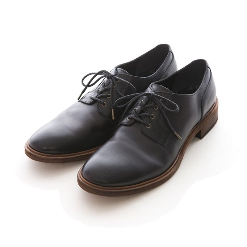 ARGIS Vibram leather sole Derby gentleman leather shoes #21342 gentleman black-handmade in Japan - รองเท้าหนังผู้ชาย - หนังแท้ สีดำ