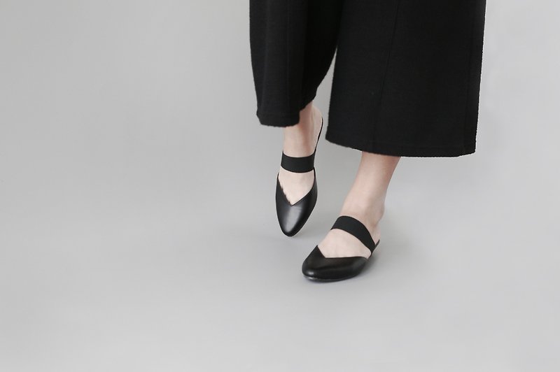 Mules V (細緻黑) Black Low Heels | WL - 女款皮鞋 - 真皮 黑色