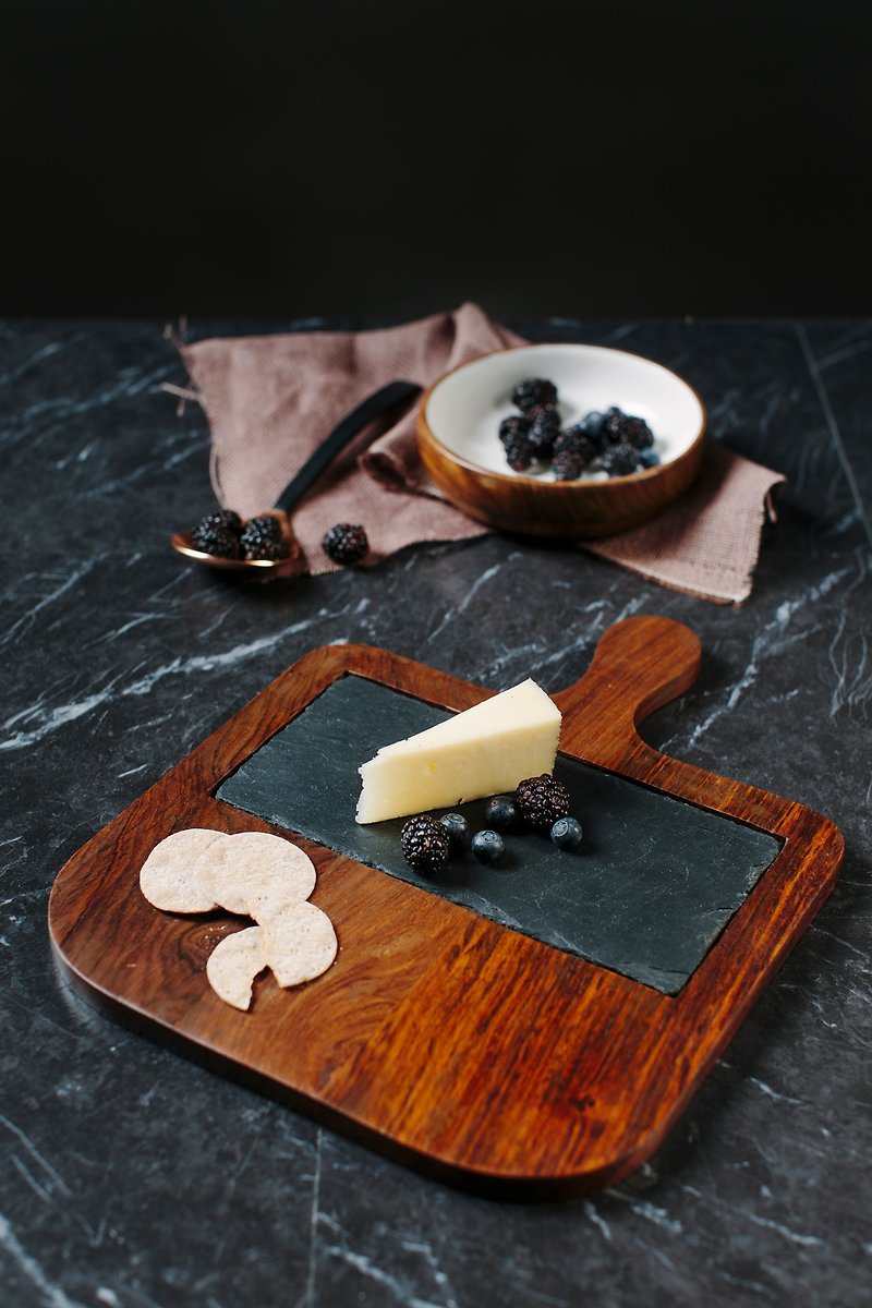 (UK) Sheesham Wood Serving Paddle with Slate Insert-  The Just Slate Company - Serving Trays & Cutting Boards - Wood 