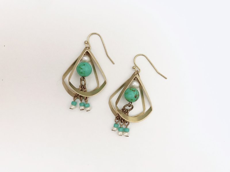 地仙 L'IMMORTEL 落地之前 土耳其色黃銅垂墜耳飾 /ve - 耳環/耳夾/耳骨夾 - 銅/黃銅 卡其色