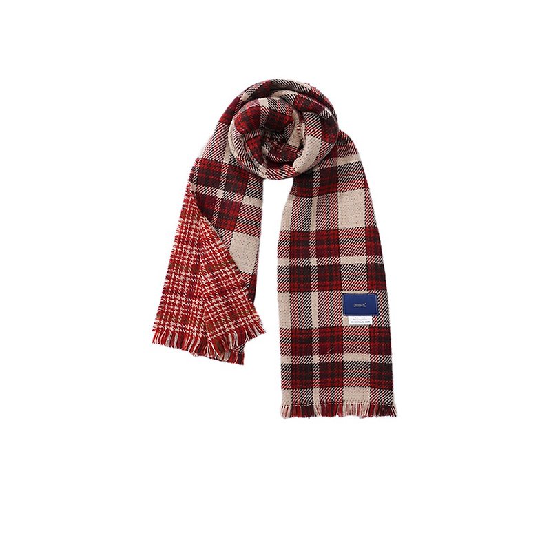 Unvesno cotton red plaid warm scarf British wild tassel scarf couple AC-33 - Knit Scarves & Wraps - Cotton & Hemp 
