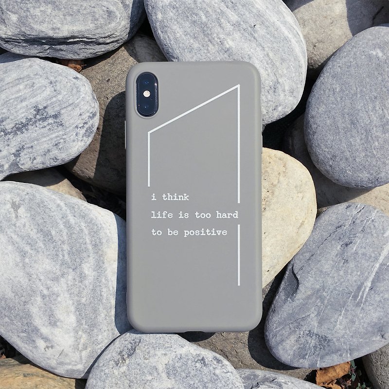 Life is too difficult-iPhone case/ Stone gray all-inclusive matte soft case - Phone Cases - Rubber Gray