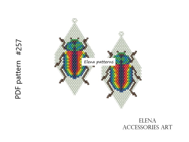 Scarab Brick stitch earring PDF pattern for miyuki delica 11/0 seed beads #257 - 其他數位商品 - 其他材質 