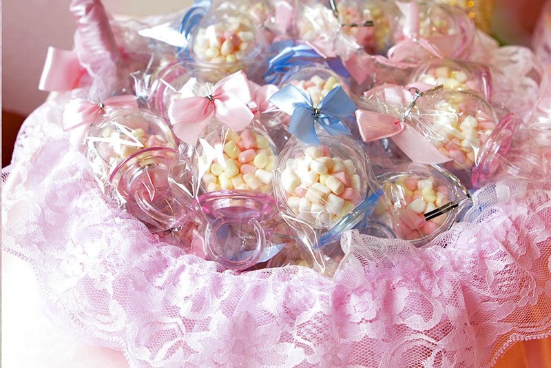 Ring pacifier pastel cotton candy X50 copies (pink + blue half each) + large basket X1-(Limited to home delivery) - ขนมคบเคี้ยว - อาหารสด หลากหลายสี