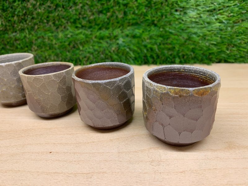 切削品茗柱型杯 l 柴燒 - 茶壺/茶杯/茶具 - 陶 多色