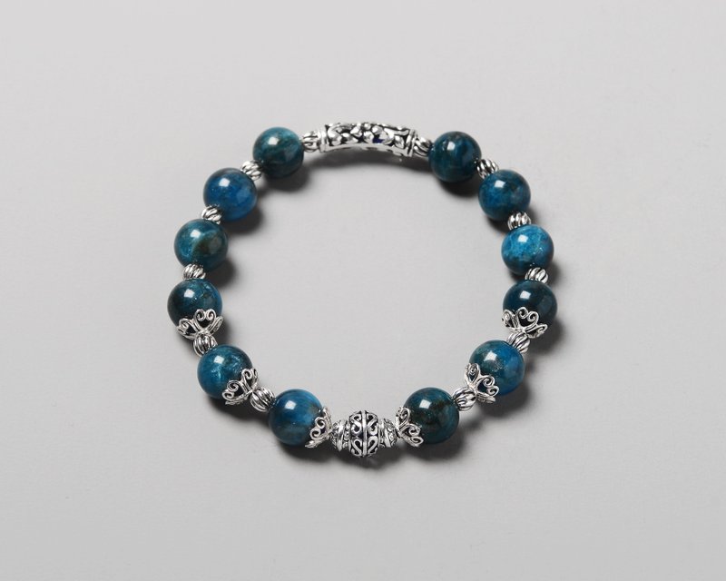 blue apatite. Sterling silver. Original bracelet. - สร้อยข้อมือ - หยก 