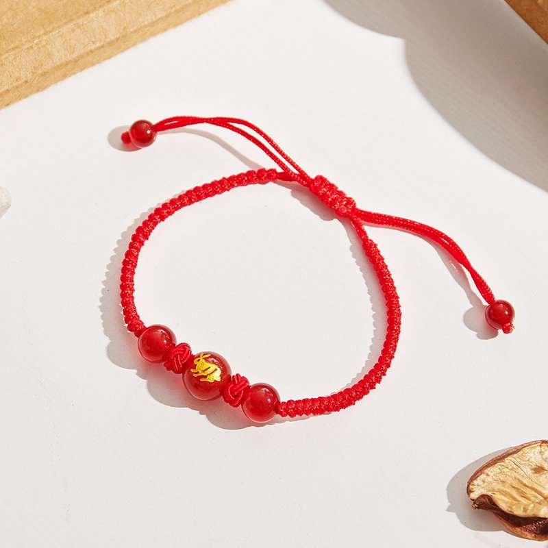 Natural Agate Fatal Year Red Thread Bracelet (Consecration included) - Bracelets - Cotton & Hemp Red