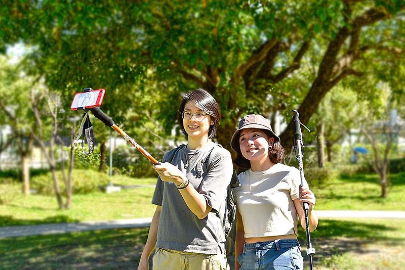 Upgraded version of the three-section telescopic outer lock aluminum alloy winged selfie trekking pole with mobile phone clip - อุปกรณ์ฟิตเนส - อลูมิเนียมอัลลอยด์ หลากหลายสี