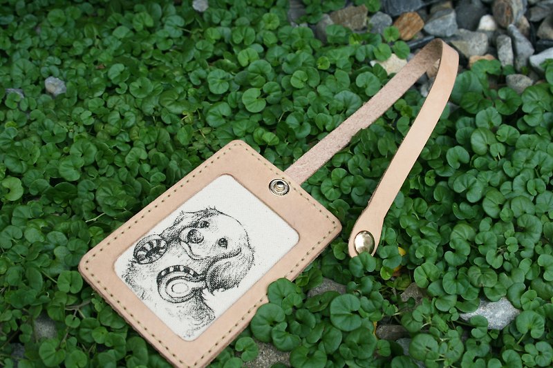 ▎Nutbrown maroon design ▎ handmade leather - customized pet sketch card clip - ที่ใส่บัตรคล้องคอ - หนังแท้ สีนำ้ตาล