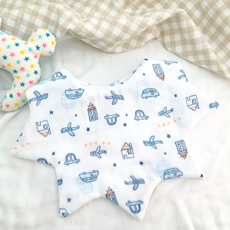 Cars, planes. Six-layer gauze bib drool pocket (name can be embroidered) - ผ้ากันเปื้อน - ผ้าฝ้าย/ผ้าลินิน สีน้ำเงิน