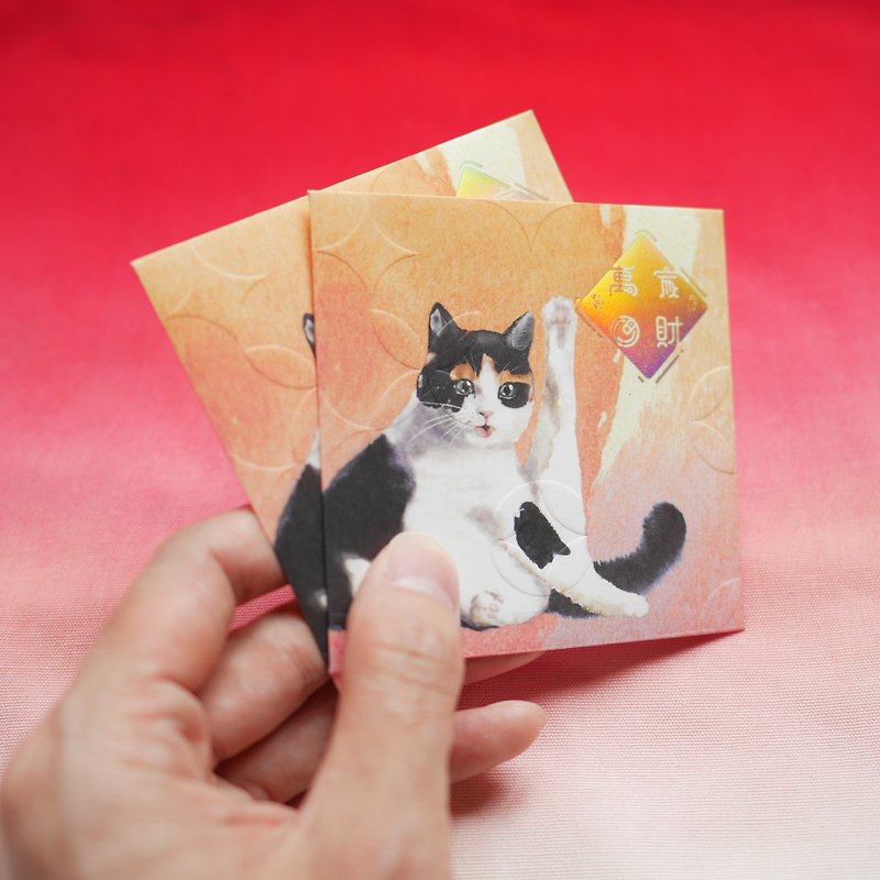 "Wealthy" Blessing - Cat Pocket - Chinese New Year - Paper Red