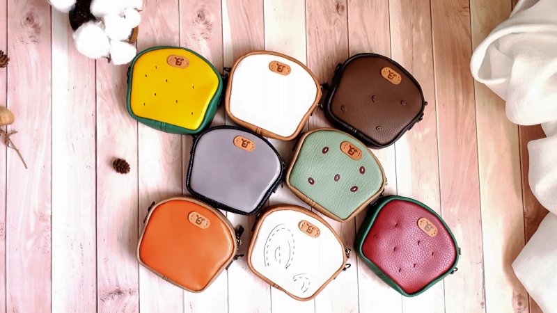 YF173  吐司小廢包/收納包/拉鍊錢包/造型小側包 - 錢包/皮夾/長短夾 - 真皮 多色