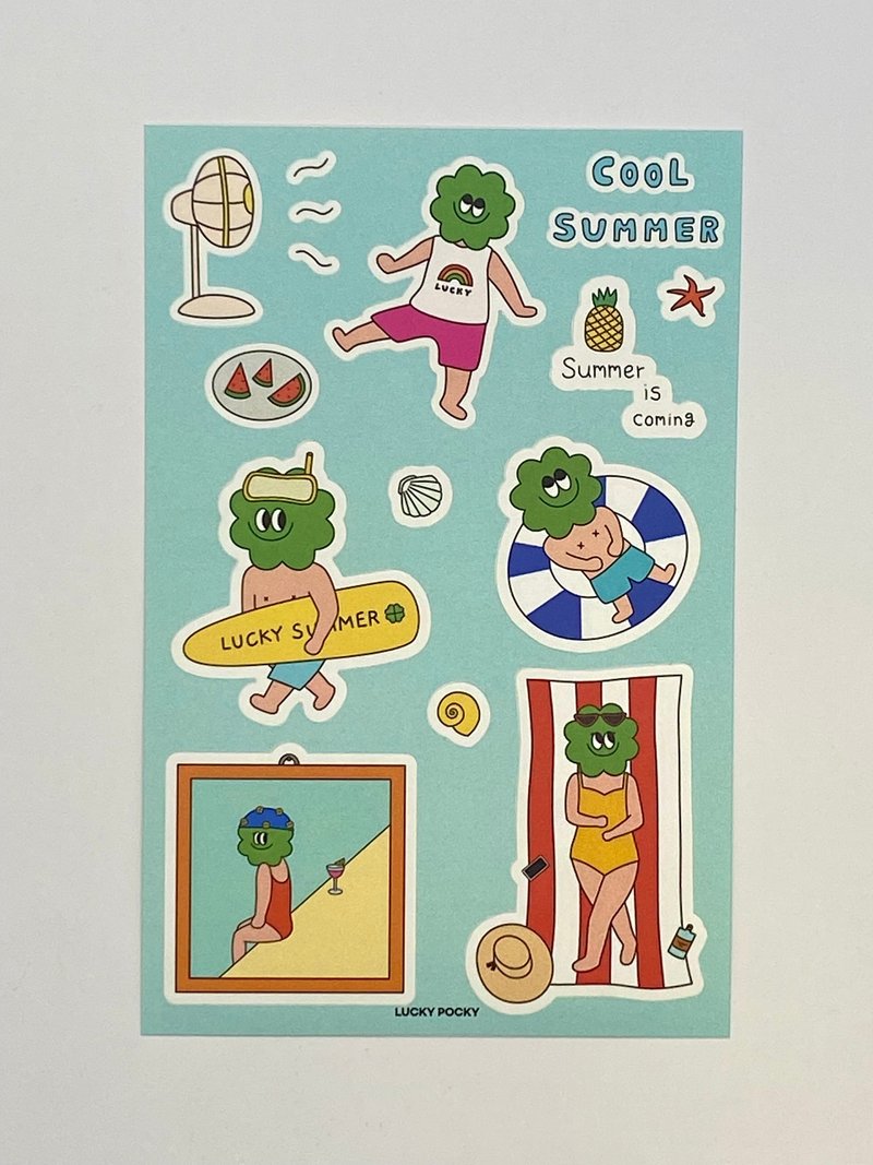 cool summer removable sticker - สติกเกอร์ - กระดาษ สีเขียว