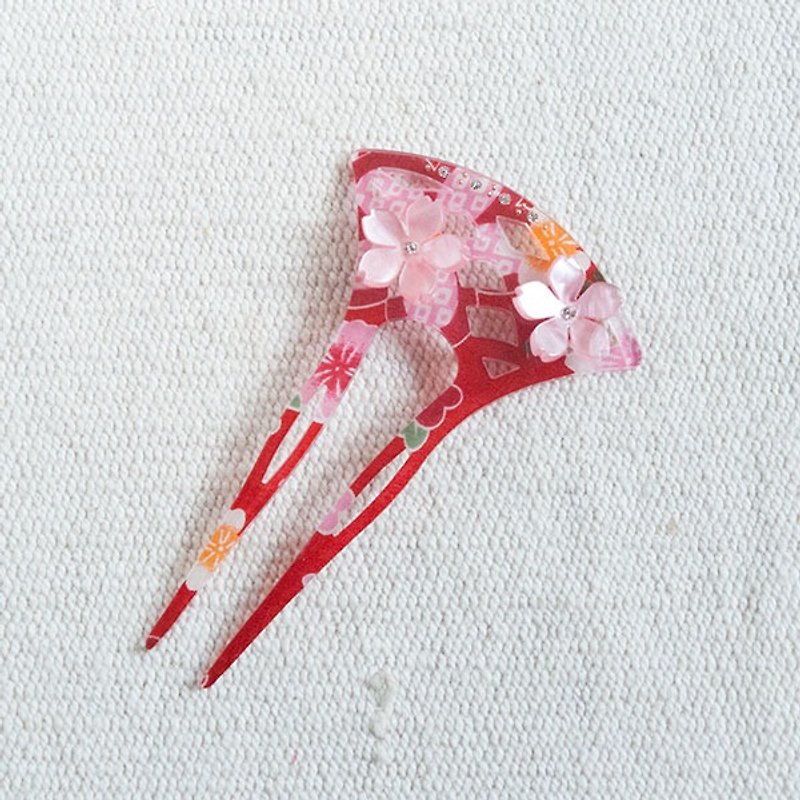 flower hairpin-red - เครื่องประดับผม - อะคริลิค สีแดง