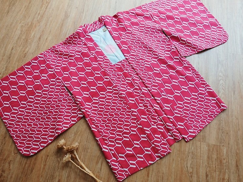 Vintage kimono / feather weaving no.2 - Other - Polyester Red