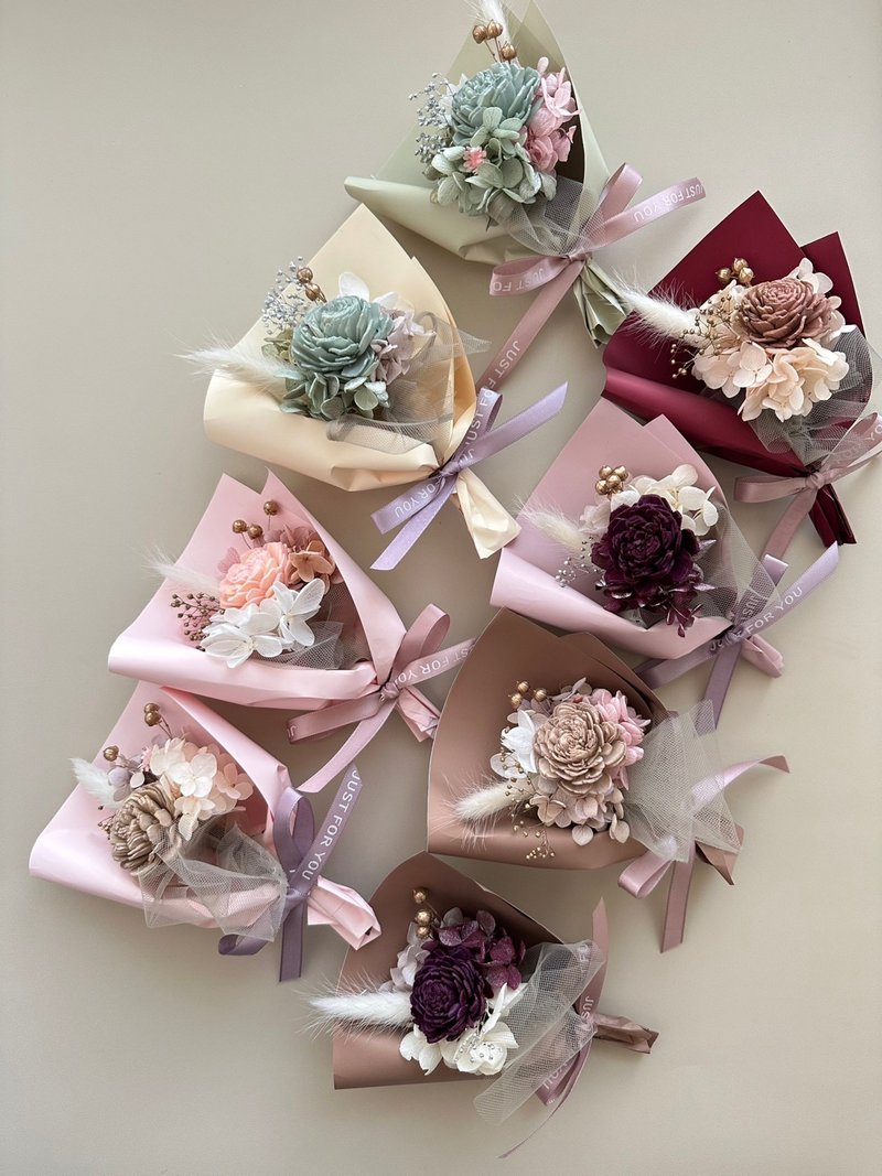 [Flower. Flower] Customized | Diffuse small bouquet gift box (including box and ribbon) Valentine's Day gift birthday - Dried Flowers & Bouquets - Plants & Flowers Pink