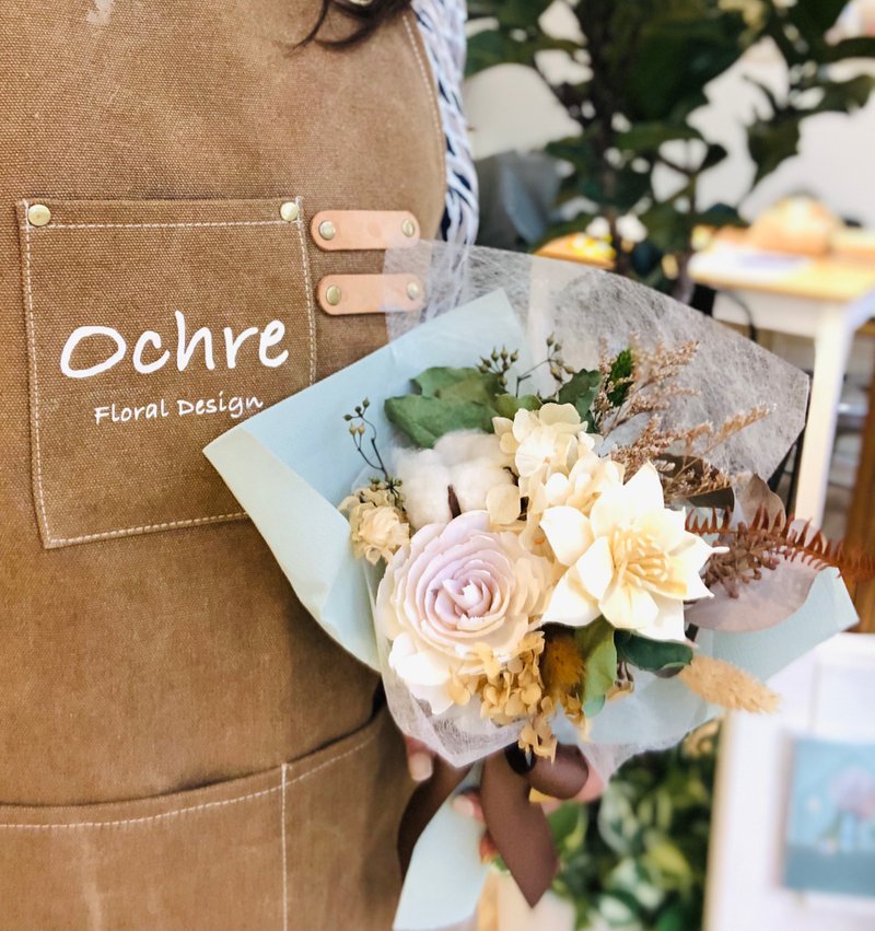 Ochre Various Bouquets-Medium-Blue-Dry Korean Graduation Valentine's Birthday Bouquet - ช่อดอกไม้แห้ง - พืช/ดอกไม้ สีเขียว