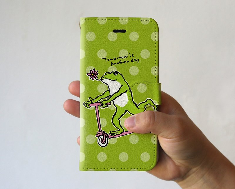 iPhone cover / notebook type blue frog GO green - Phone Cases - Paper Green