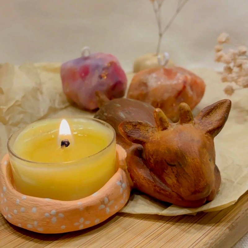 [Mother's Day Gift] Tranquility Deer Doll Candle Holder - Limited Candle Gift Box - น้ำหอม - ดินเหนียว สีนำ้ตาล
