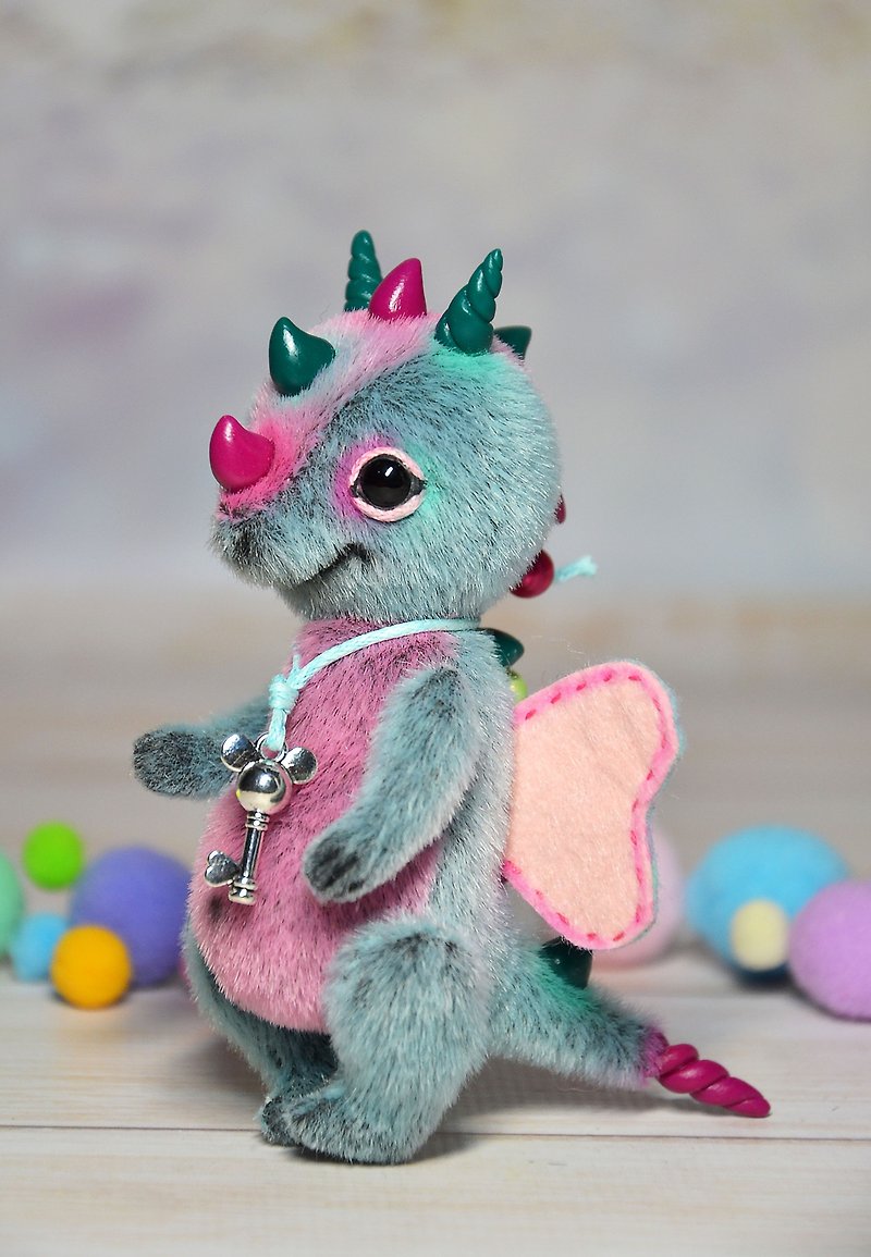 Miniature artist dragon toy stuffed dragon toy for dolls - Stuffed Dolls & Figurines - Eco-Friendly Materials Multicolor