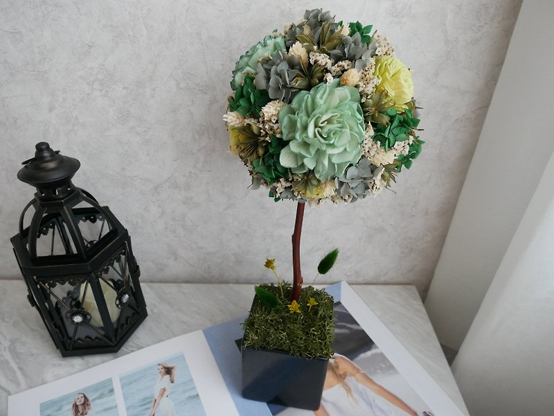 Non-withering hydrangea ball tree potted flower [Blossom Forest] Opening ceremony / new home / business card holder / customized - Plants - Plants & Flowers Green
