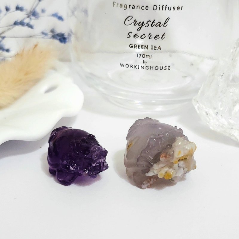 紫水晶龍龜/灰櫻花瑪瑙龍龜 - 擺飾/家飾品 - 水晶 紫色
