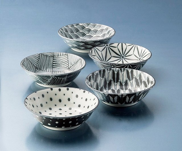 日本美濃燒- 小紋小缽組(5件式) - 禮盒組- 設計館有種創意日本食器碗