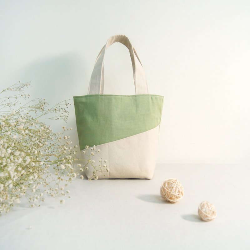 Late summer avocado series handmade small portable meal bag - กระเป๋าถือ - ผ้าฝ้าย/ผ้าลินิน สีเขียว