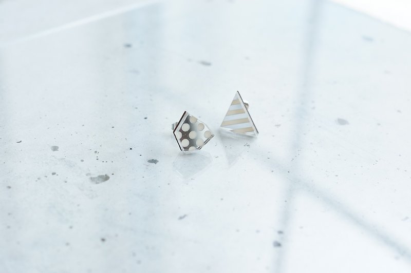 Fragment earrings / silver mirror - Earrings & Clip-ons - Wood Silver